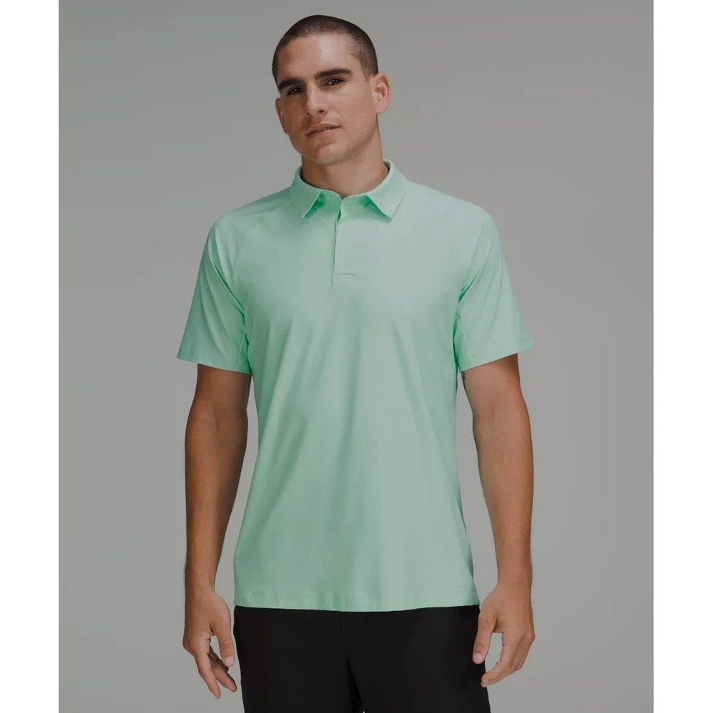 Lululemon Golf Polo Shirt Mens XXL Mint Green Stretch Short Sleeve Sweat Wicking
